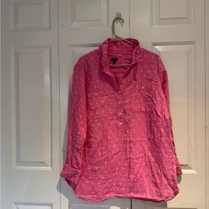 Pink Linen Tunic Shirt with Pattern size 1X
